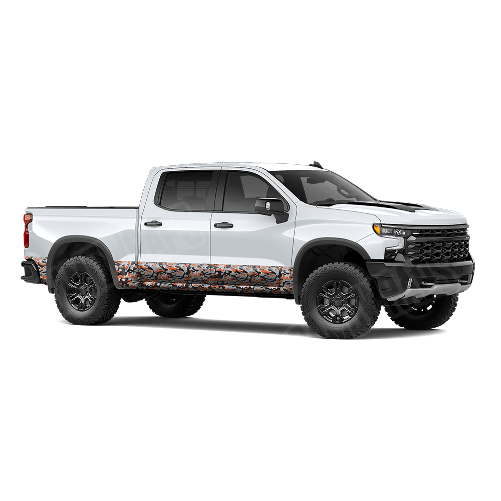 Large Classic Orange Tiger Rocker Panel Camo Vinyl Wrap