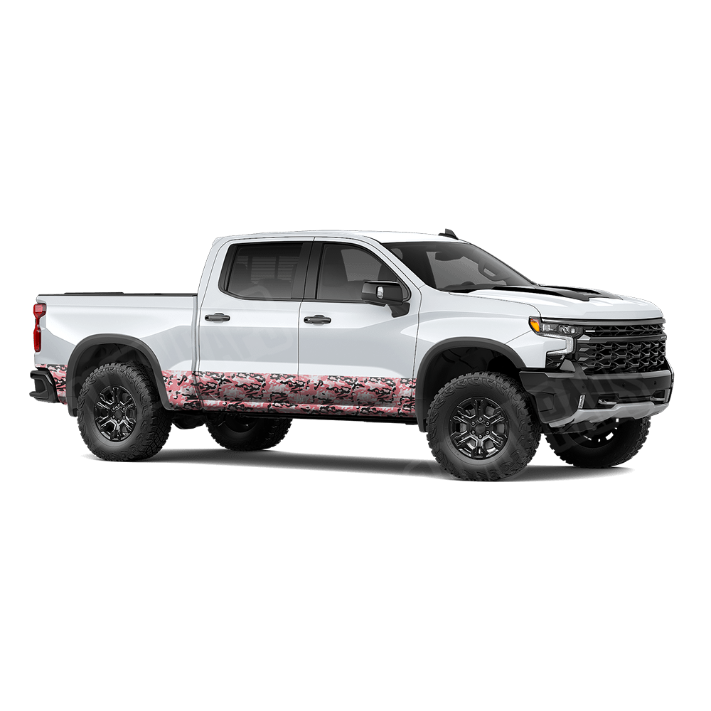 Large Classic Pink Rocker Panel Camo Vinyl Wrap
