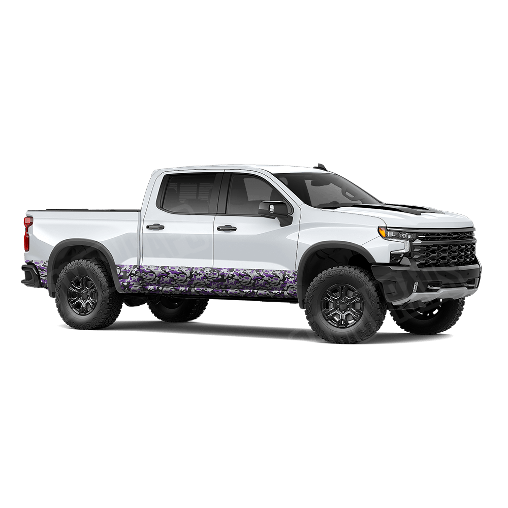 Large Classic Purple Tiger Rocker Panel Camo Vinyl Wrap