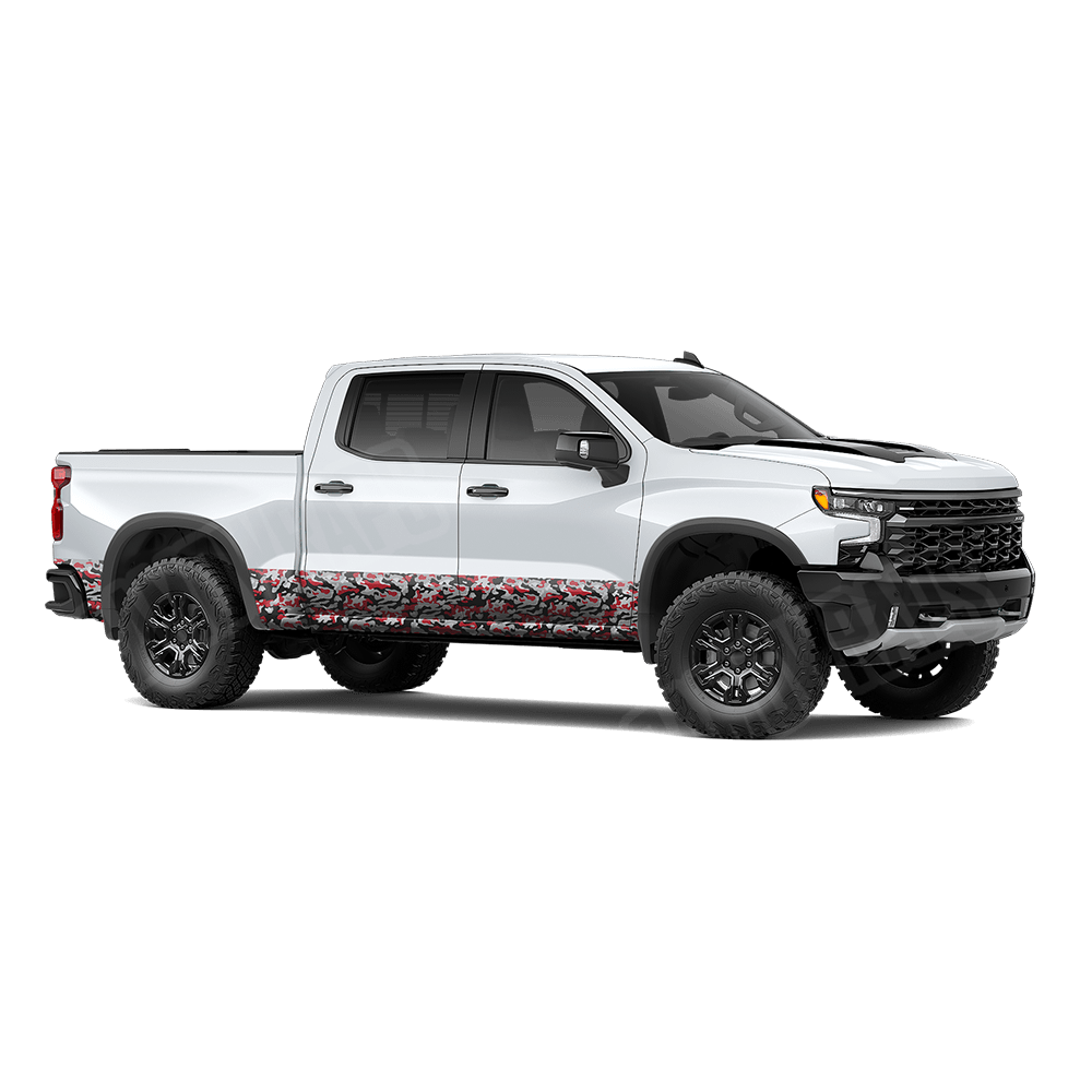 Large Classic Red Tiger Rocker Panel Camo Vinyl Wrap