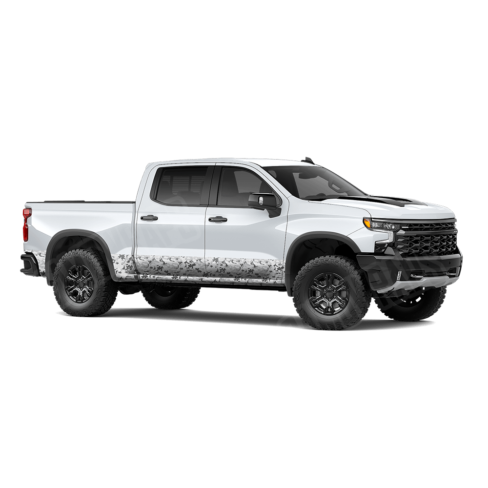 Large Classic Snow Rocker Panel Camo Vinyl Wrap