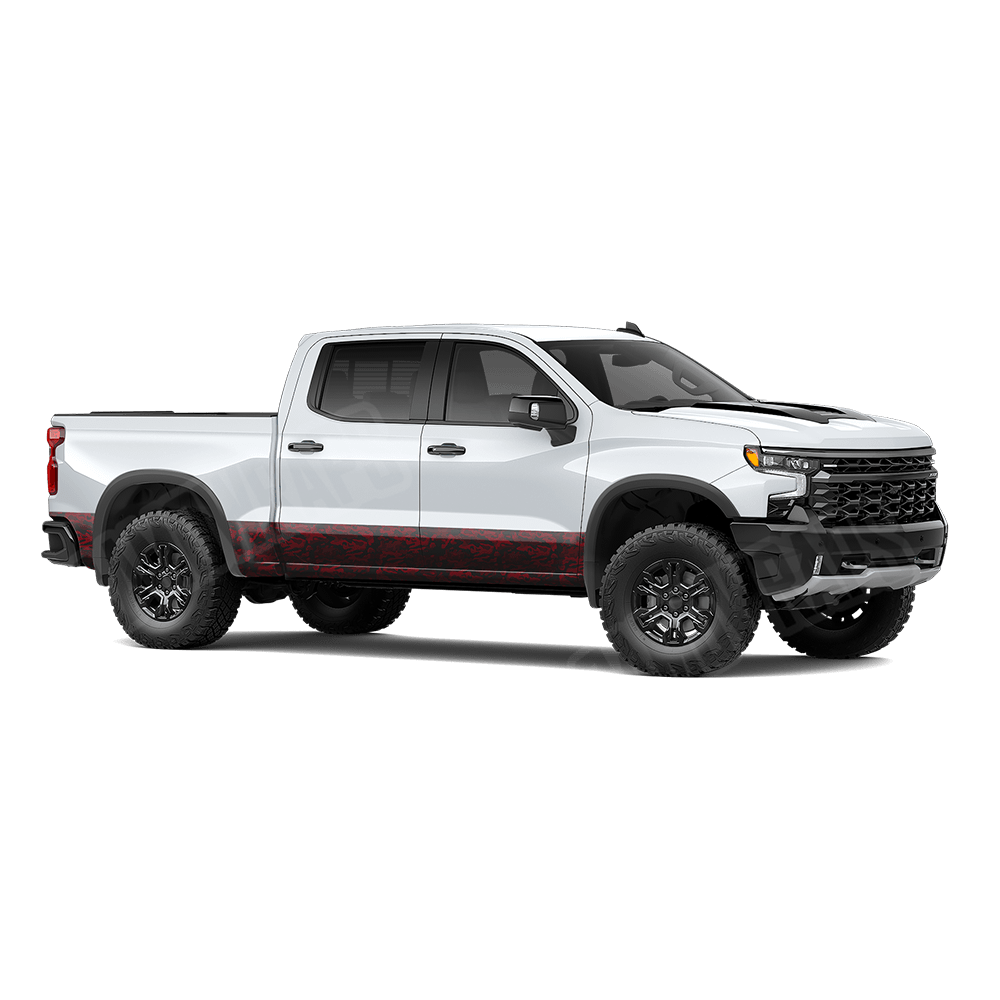 Large Classic Vampire Red Rocker Panel Camo Vinyl Wrap