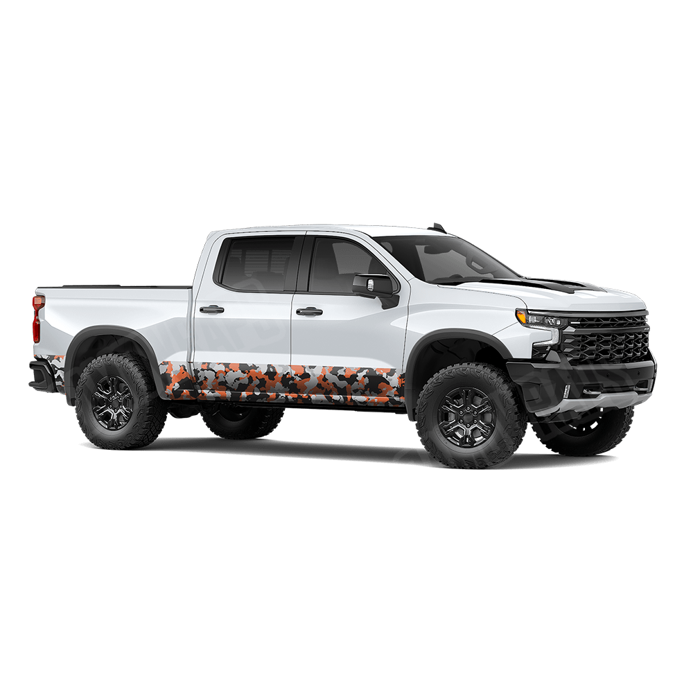 Large Cumulus Orange Tiger Rocker Panel Camo Vinyl Wrap