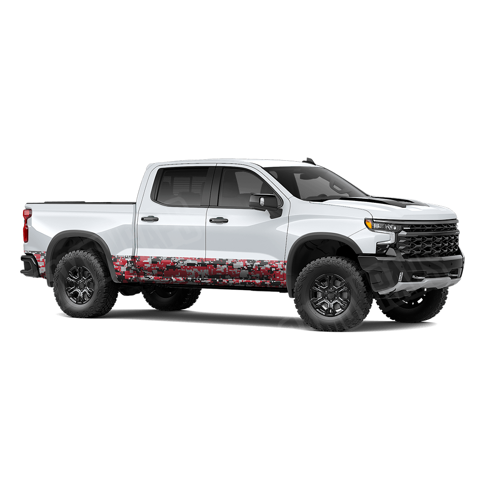 Large Digital Red Tiger Rocker Panel Camo Vinyl Wrap