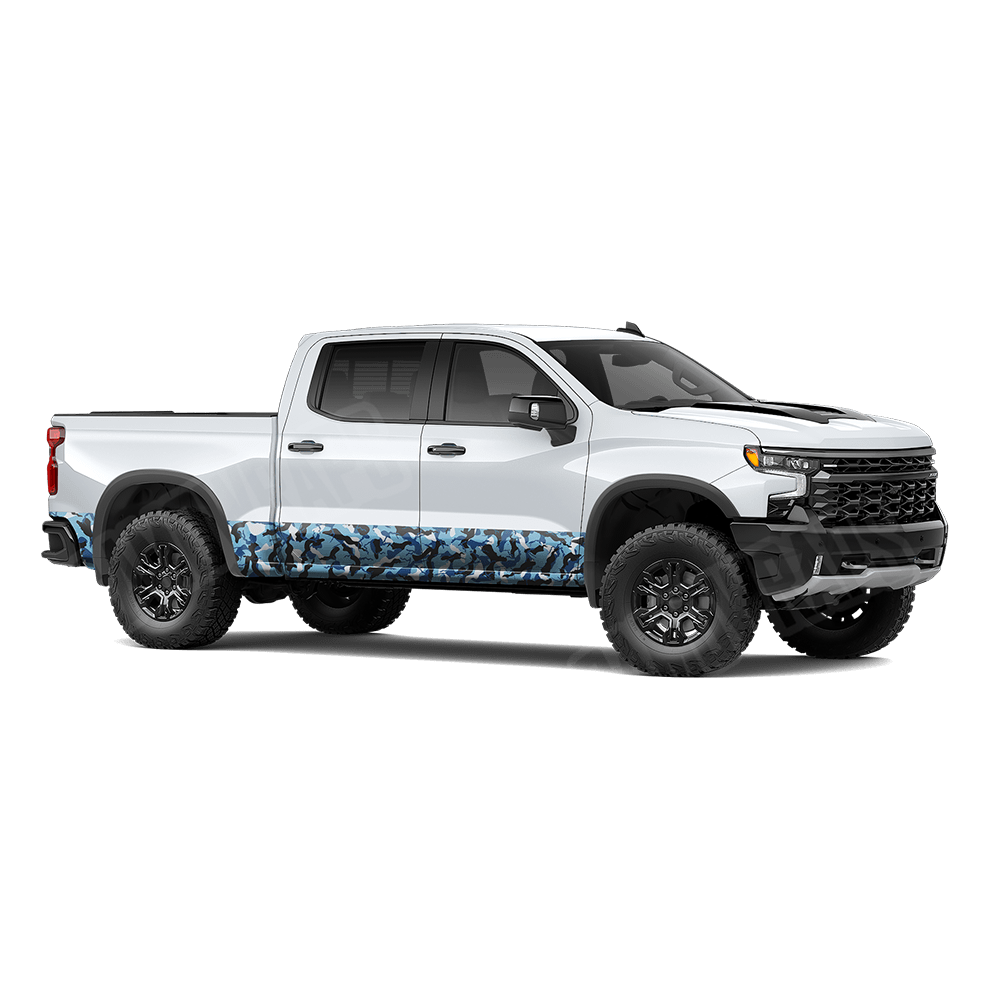 Large Ragged Baby Blue Rocker Panel Camo Vinyl Wrap