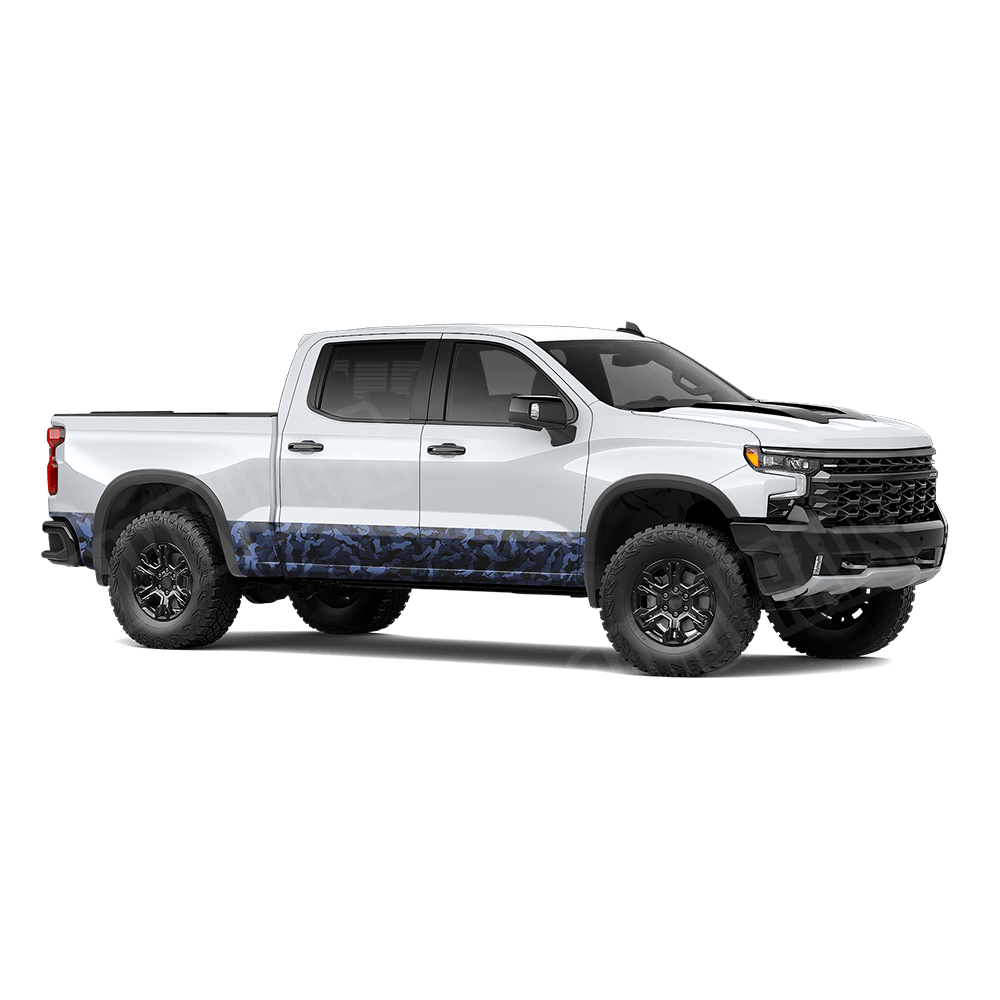 Large Ragged Blue Midnight Rocker Panel Camo Vinyl Wrap