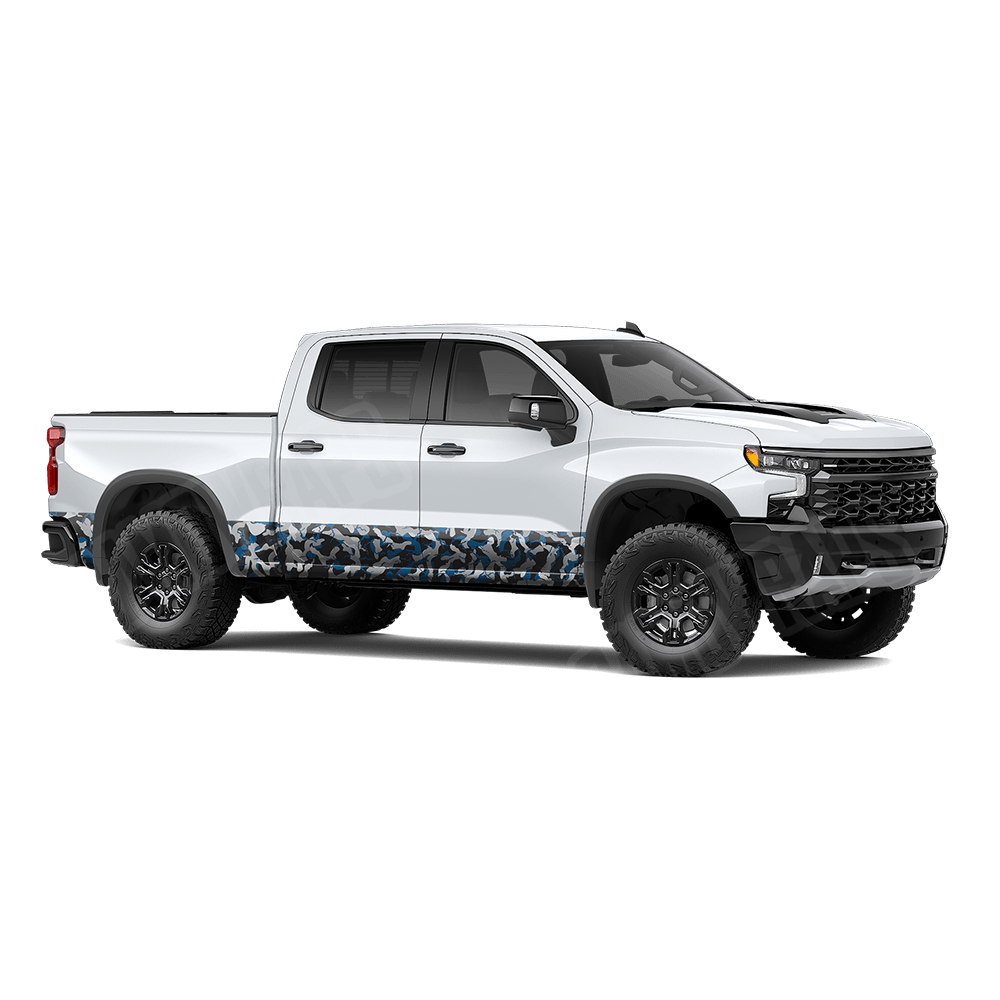 Large Ragged Blue Tiger Rocker Panel Camo Vinyl Wrap