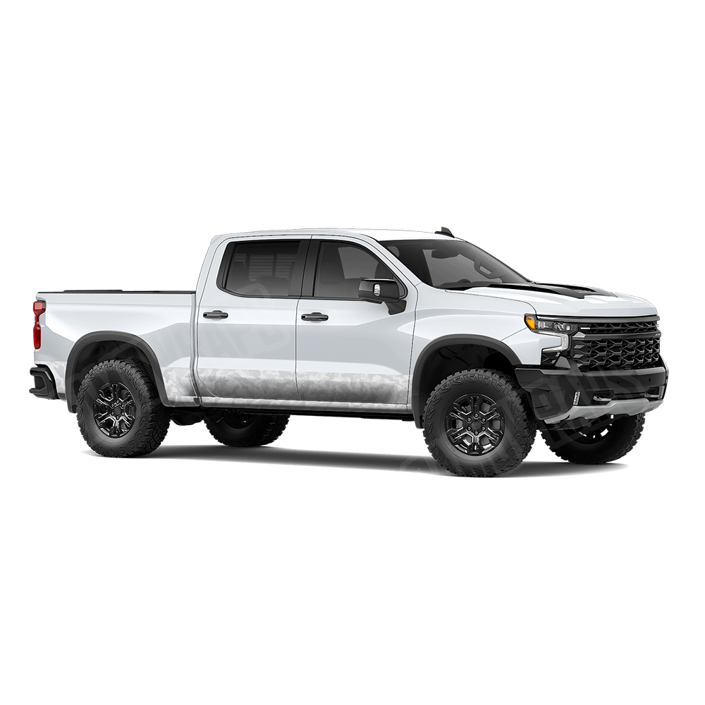 Large Ragged Elite White Rocker Panel Camo Vinyl Wrap