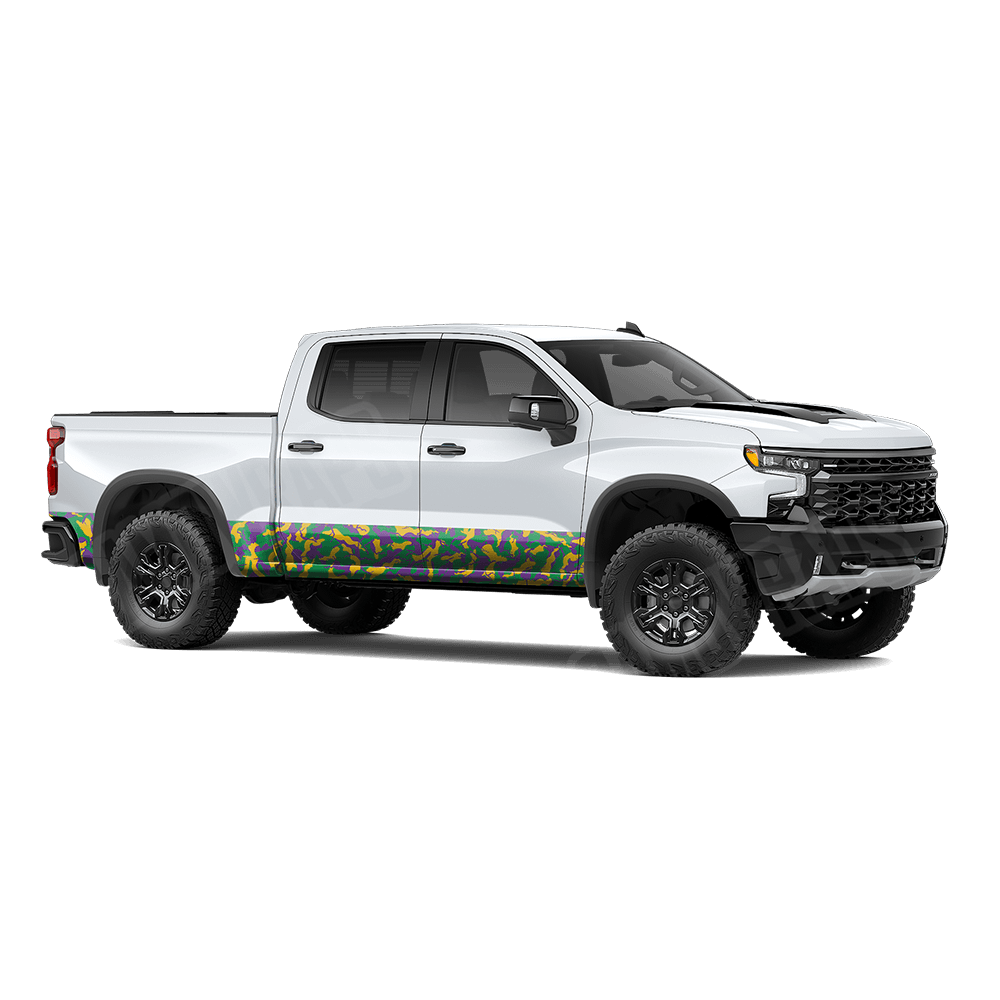 Large Ragged Mardi Gras Rocker Panel Camo Vinyl Wrap