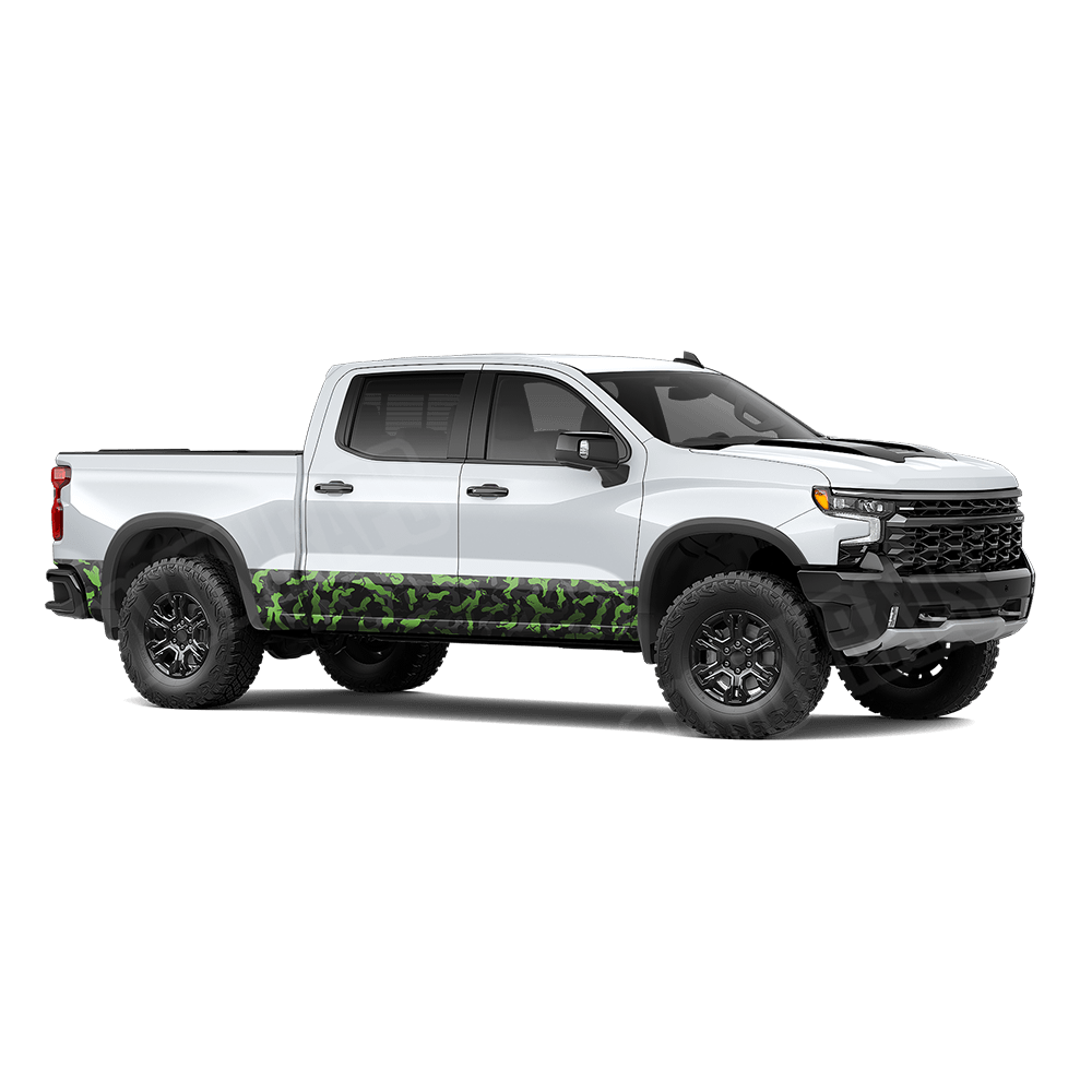 Large Ragged Metro Green Rocker Panel Camo Vinyl Wrap