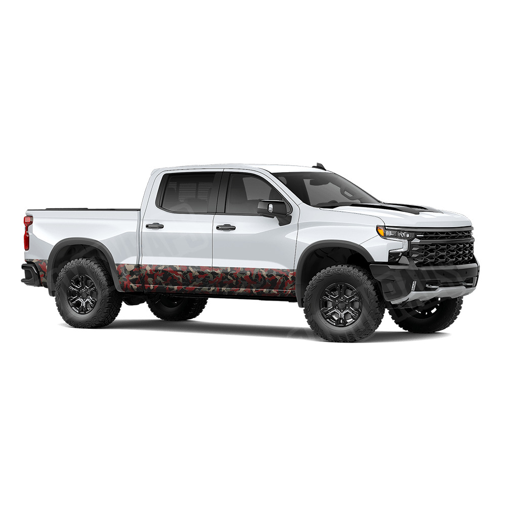 Large Ragged Militant Red Rocker Panel Camo Vinyl Wrap