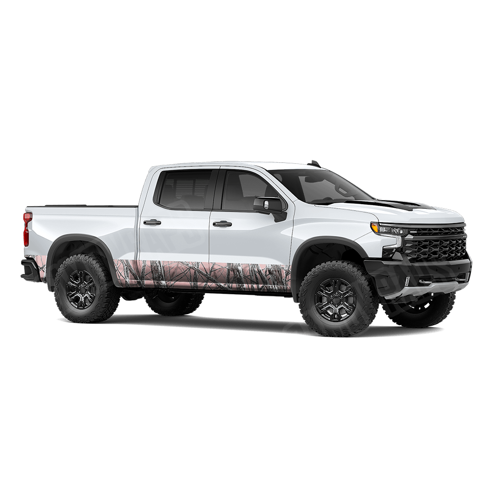 Nature Pink Snowstorm Rocker Panel Camo Vinyl Wrap