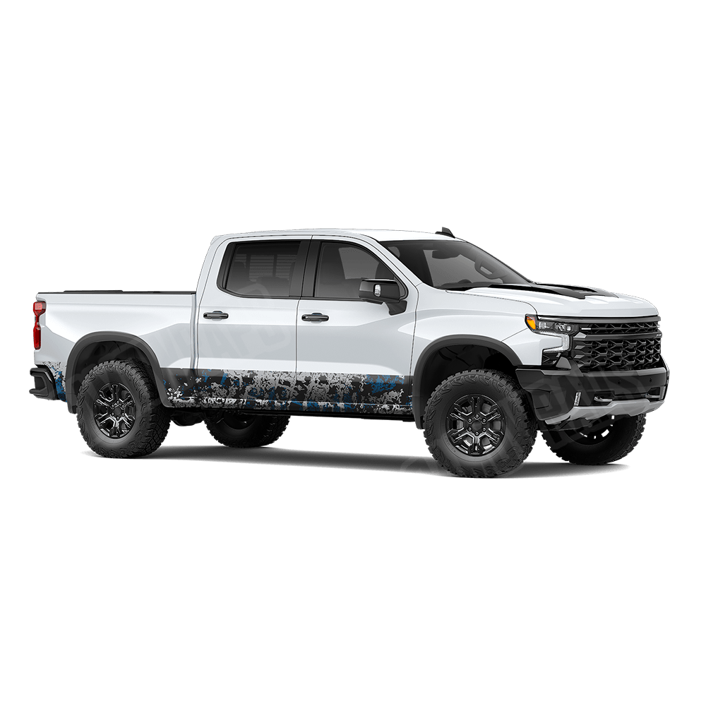 Pasted Blue Tiger Rocker Panel Camo Vinyl Wrap