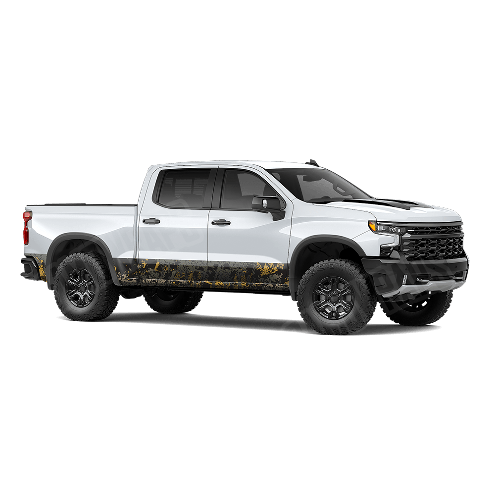 Pasted Militant Yellow Rocker Panel Camo Vinyl Wrap