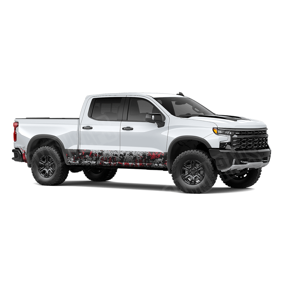 Pasted Red Tiger Rocker Panel Camo Vinyl Wrap