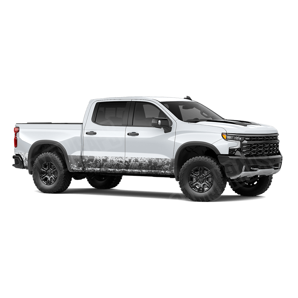 Pasted Snow Rocker Panel Camo Vinyl Wrap
