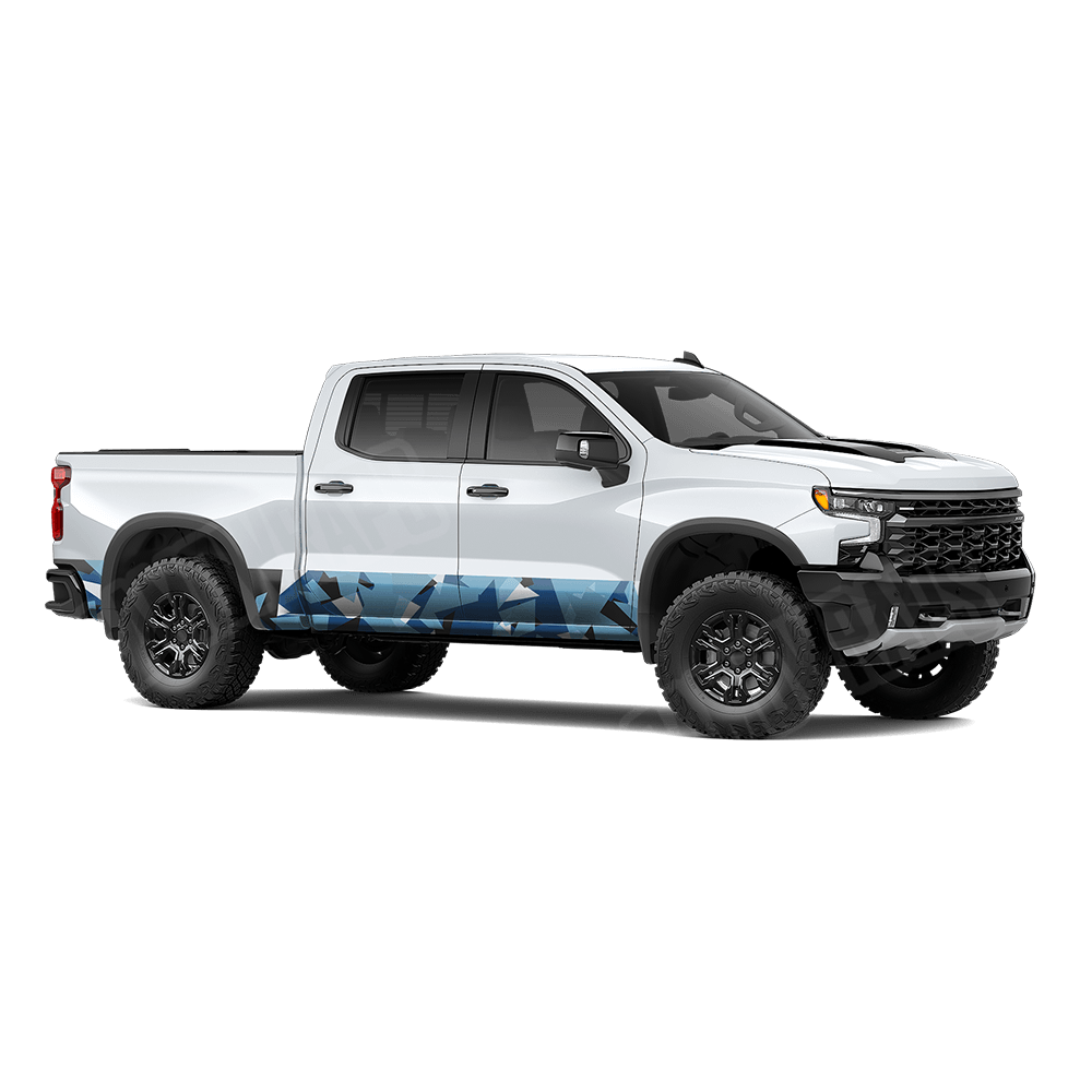 Shattered Baby Blue Rocker Panel Camo Vinyl Wrap