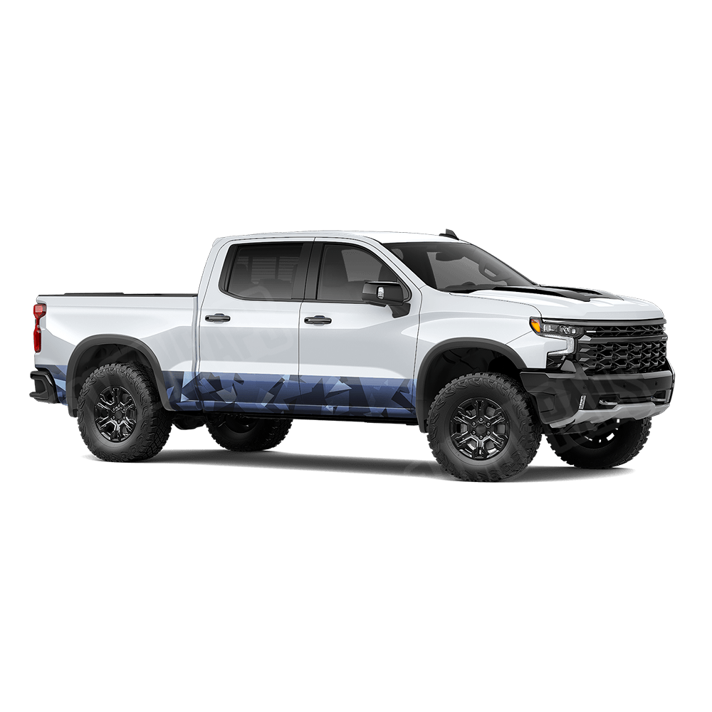 Shattered Blue Urban Night Rocker Panel Camo Vinyl Wrap