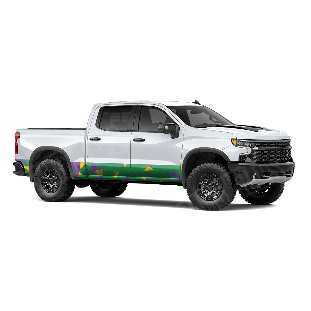Shattered Mardi Gras Rocker Panel Camo Vinyl Wrap