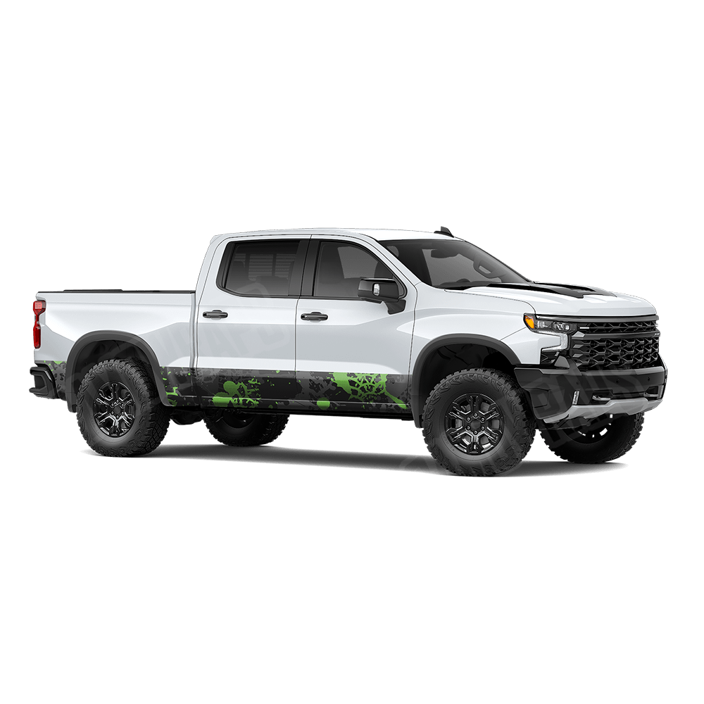 Tire Splatter Metro Green Rocker Panel Camo Vinyl Wrap