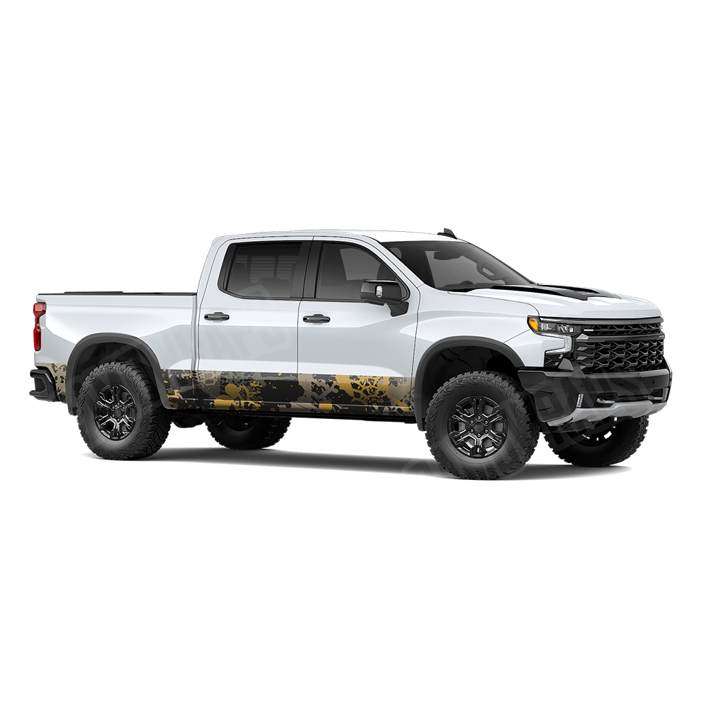 Tire Splatter Militant Yellow Rocker Panel Camo Vinyl Wrap
