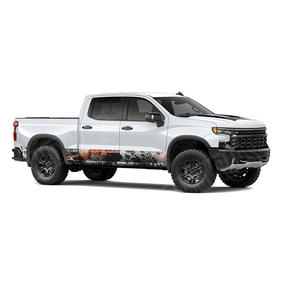 Tire Splatter Orange Tiger Rocker Panel Camo Vinyl Wrap