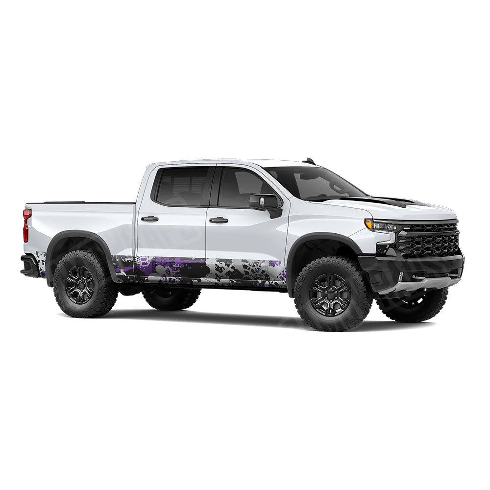 Tire Splatter Purple Tiger Rocker Panel Camo Vinyl Wrap