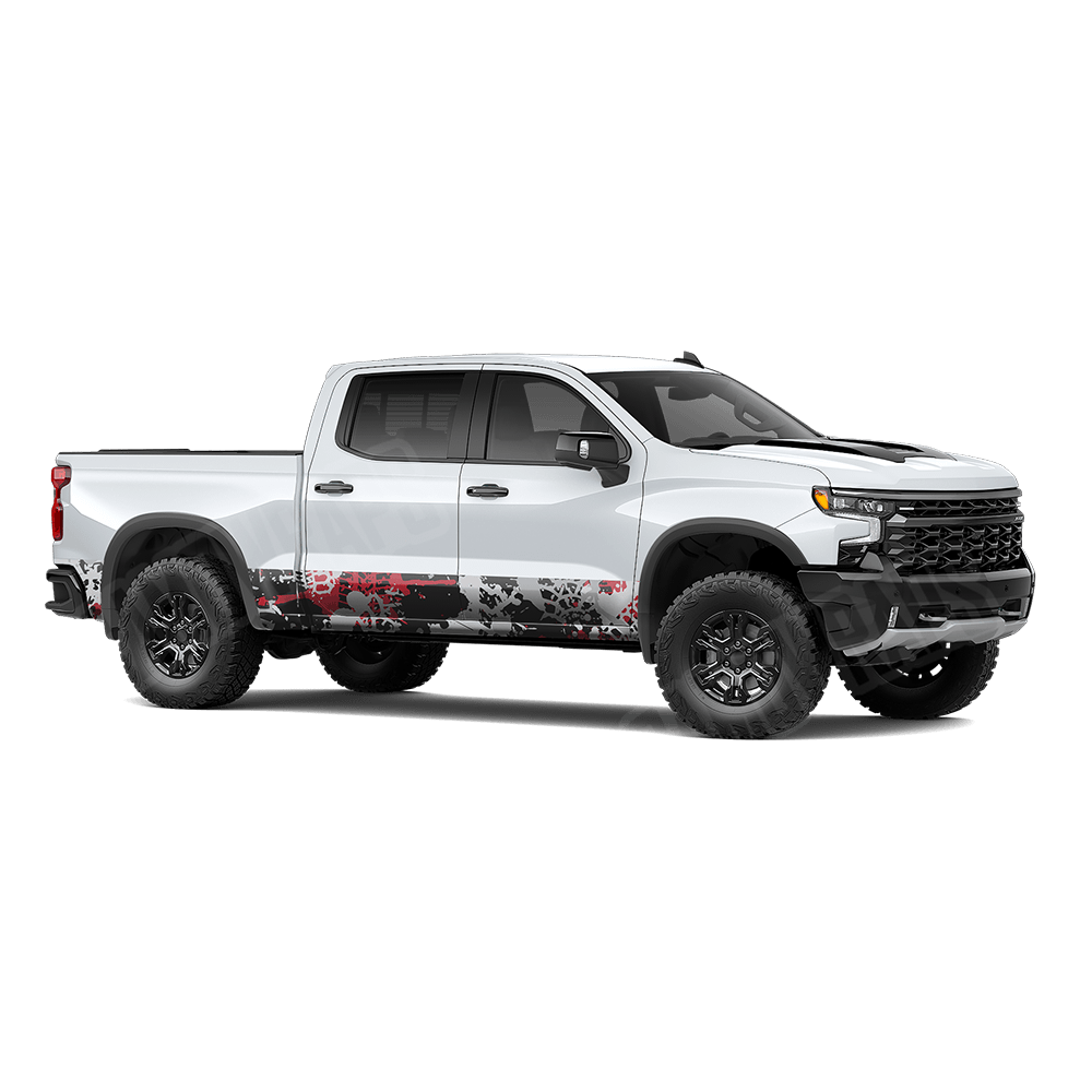 Tire Splatter Red Tiger Rocker Panel Camo Vinyl Wrap