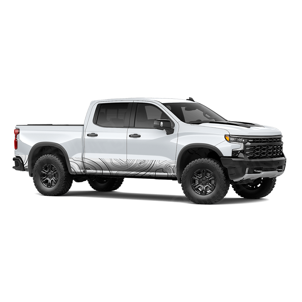 Topographic White Rocker Panel Camo Vinyl Wrap