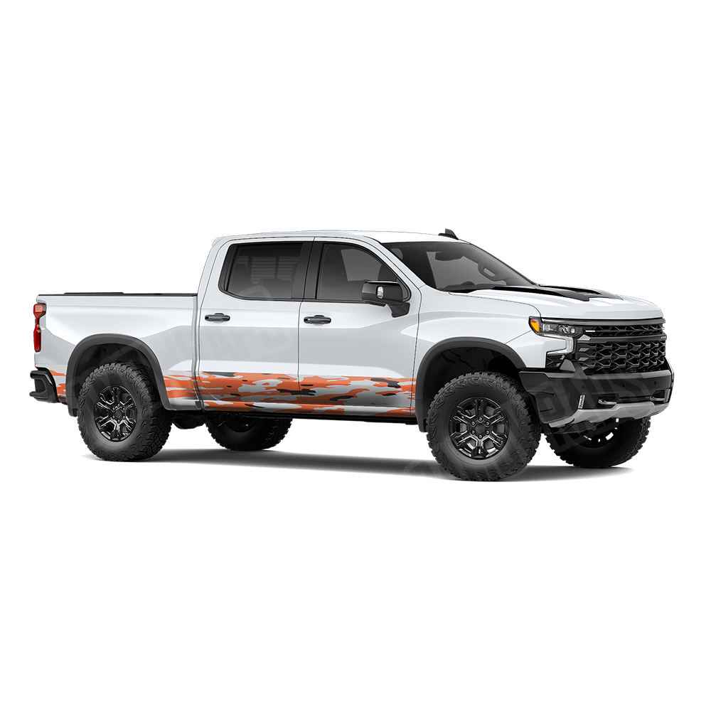 Treetop Orange Tiger Rocker Panel Camo Vinyl Wrap