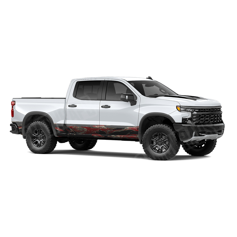 Vietnam Tiger Stripe Militant Red Rocker Panel Camo Vinyl Wrap