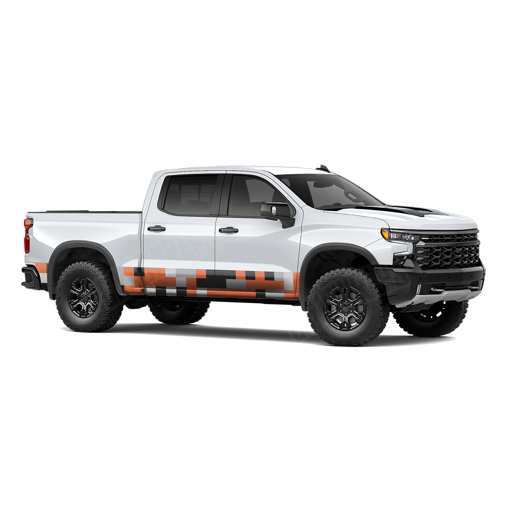 Pixel Orange Tiger Rocker Panel Wraps