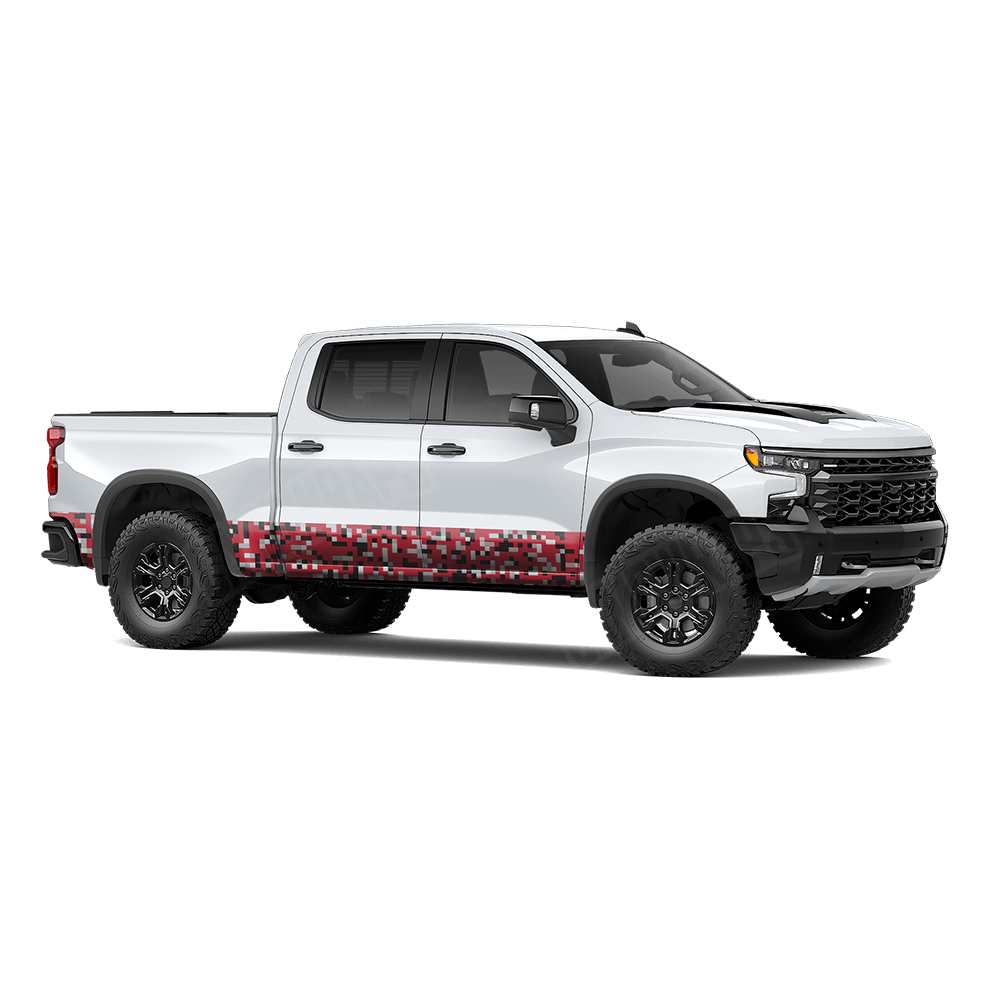 Pixel Red Tiger Rocker Panel Wraps