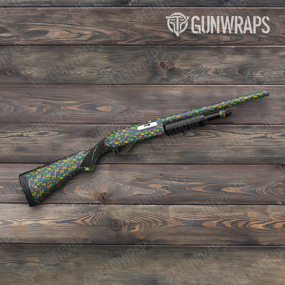 Shotgun Classic Mardi Gras Camo Gun Skin Vinyl Wrap