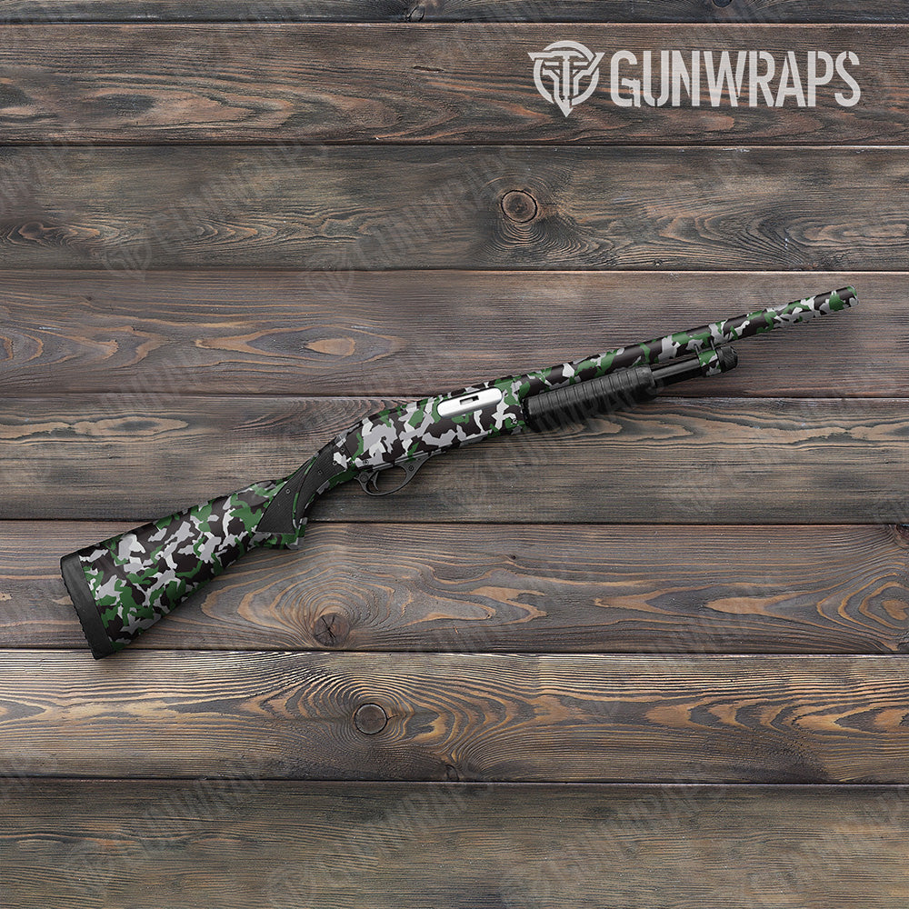 Erratic Green Tiger Camo Shotgun Vinyl Wrap