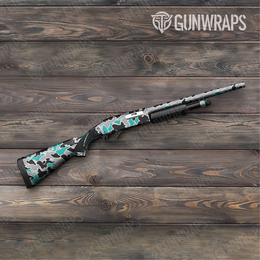 Old School Duck Tiffany Blue Tiger Shotgun Gun Skin Vinyl Wraps