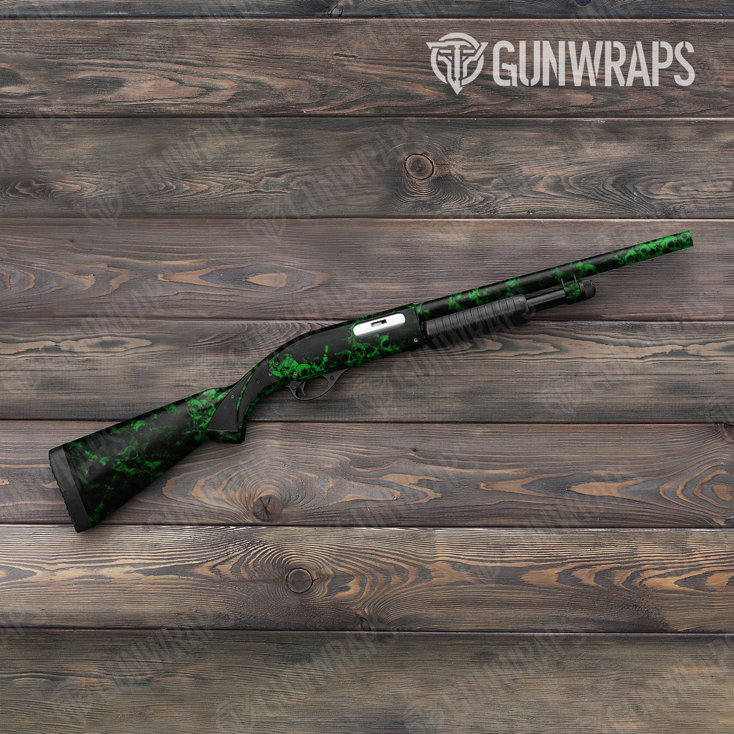 Skull Green Shotgun Gun Skin Vinyl Wraps