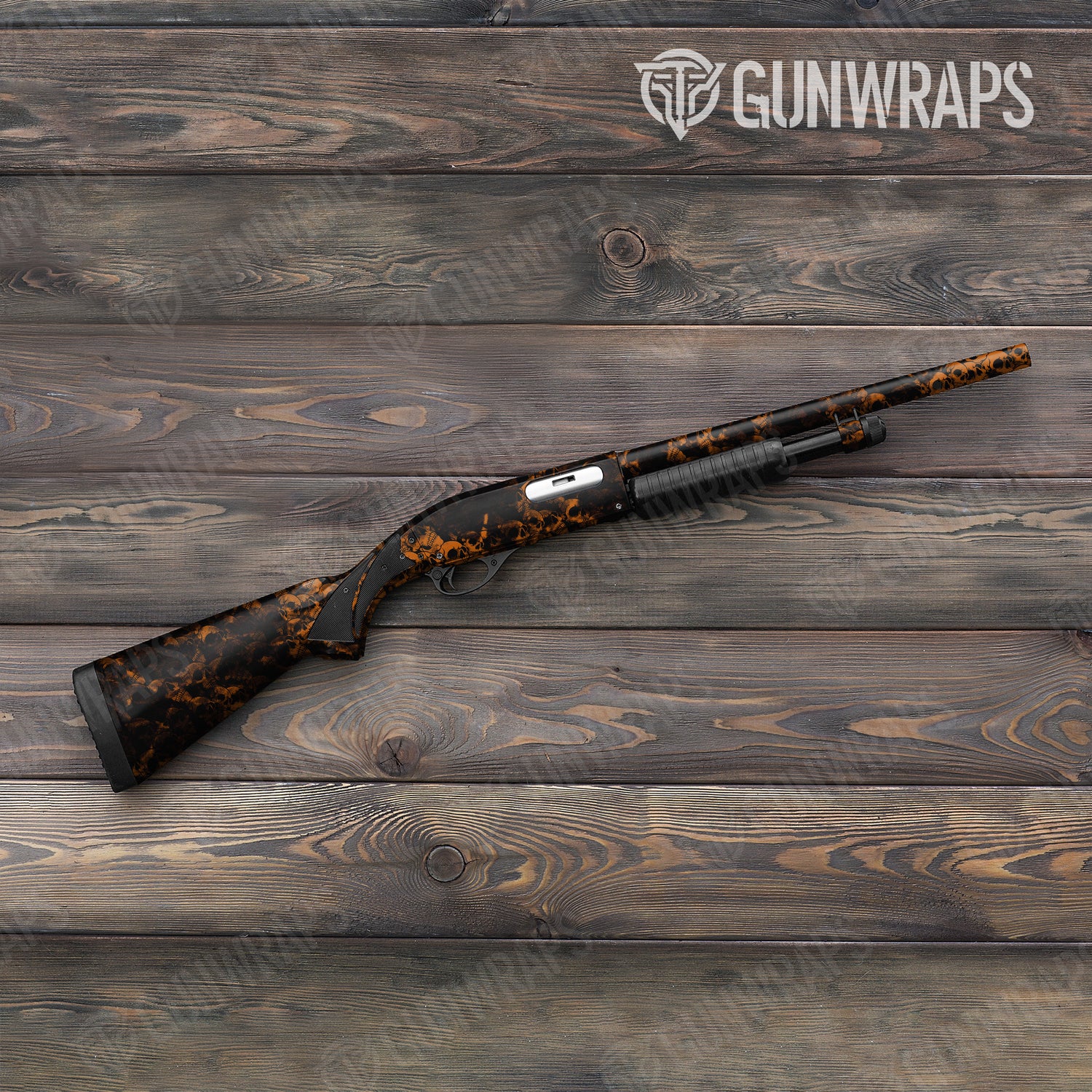 Skull Orange Shotgun Gun Skin Vinyl Wraps