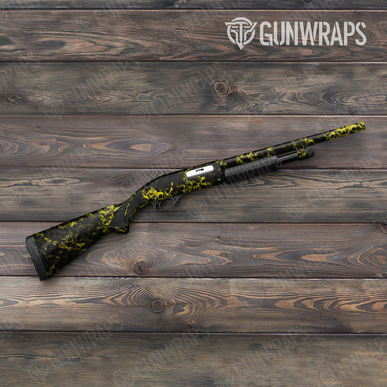 Skull Yellow Shotgun Gun Skin Vinyl Wraps