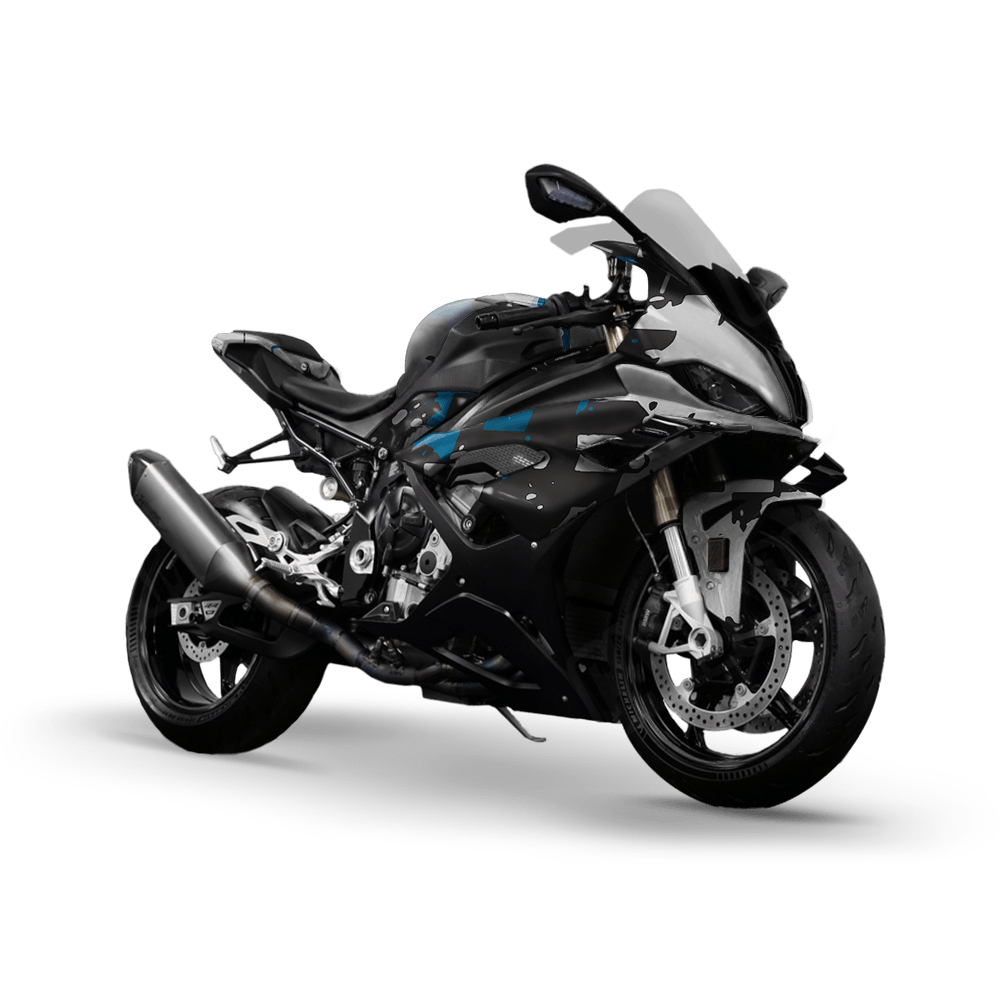 Broken Plaid Blue Tiger Camo Sports Bike Vinyl Wrap
