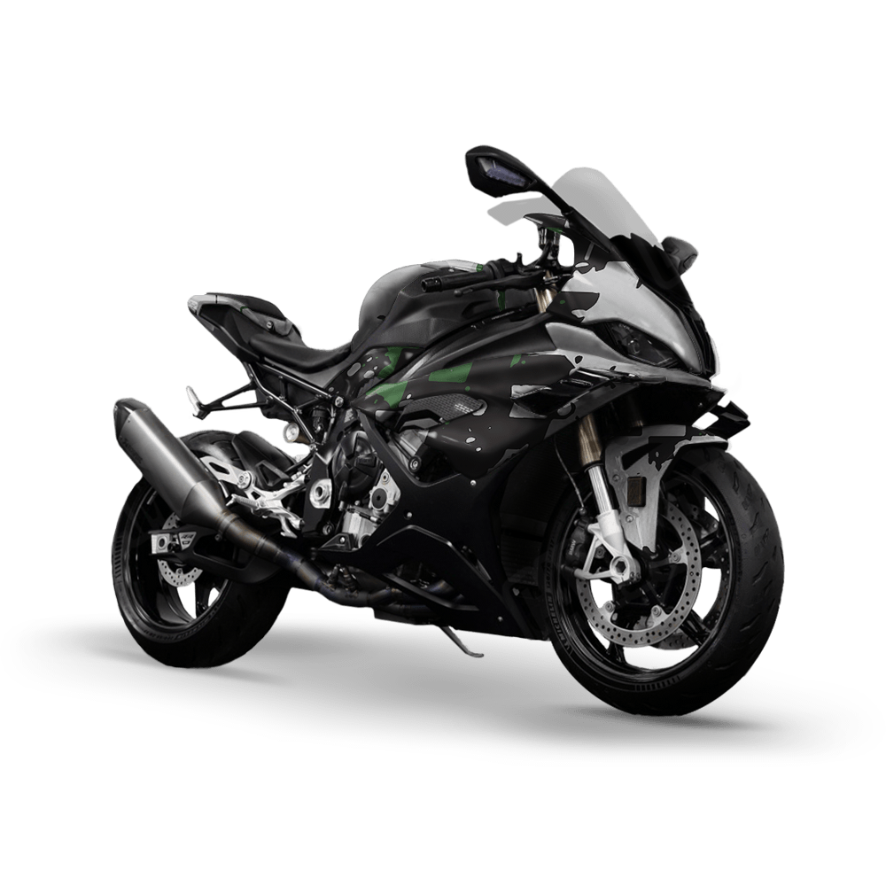 Broken Plaid Green Tiger Camo Sports Bike Vinyl Wrap