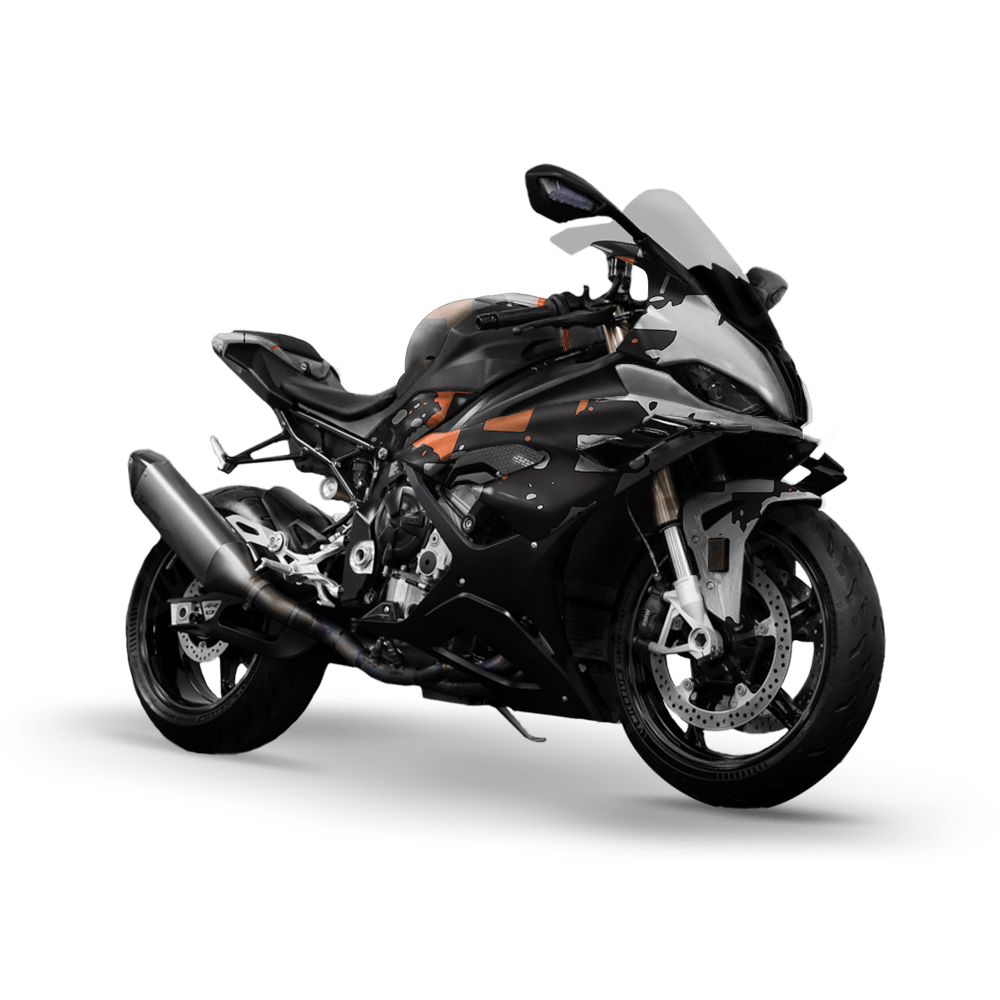 Broken Plaid Orange Tiger Camo Sports Bike Vinyl Wrap