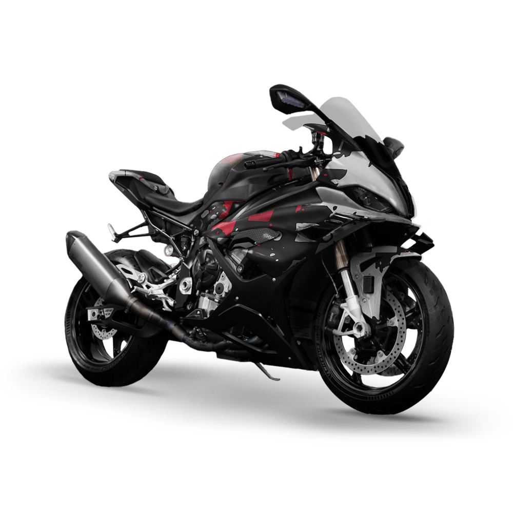 Broken Plaid Red Tiger Camo Sports Bike Vinyl Wrap