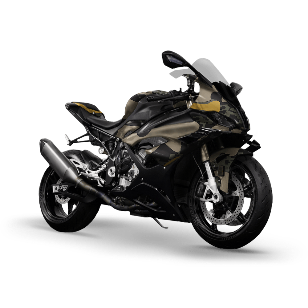 Compound Militant Yellow Camo Sports Bike Vinyl Wrap