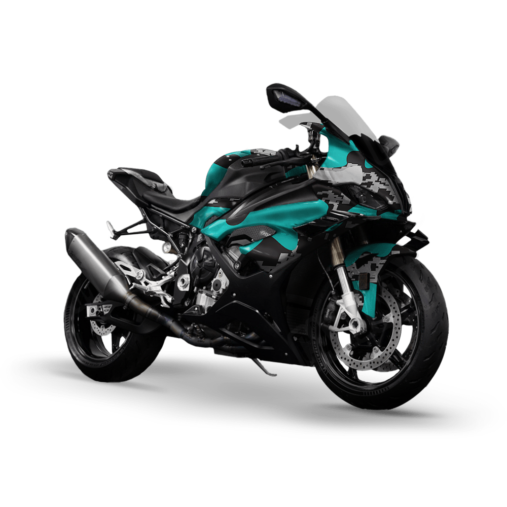 Compound Tiffany Blue Tiger Camo Sports Bike Vinyl Wrap