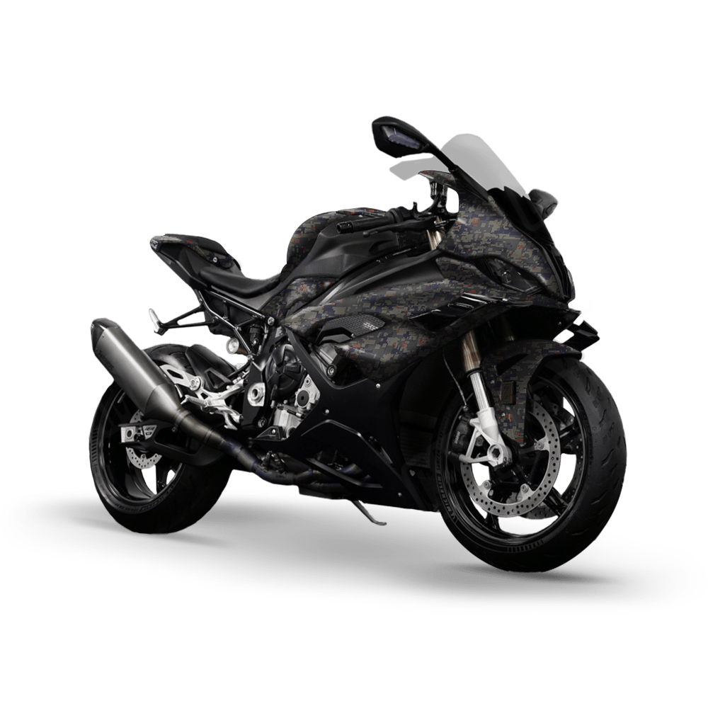 Digital Blue Copper Camo Sports Bike Vinyl Wrap