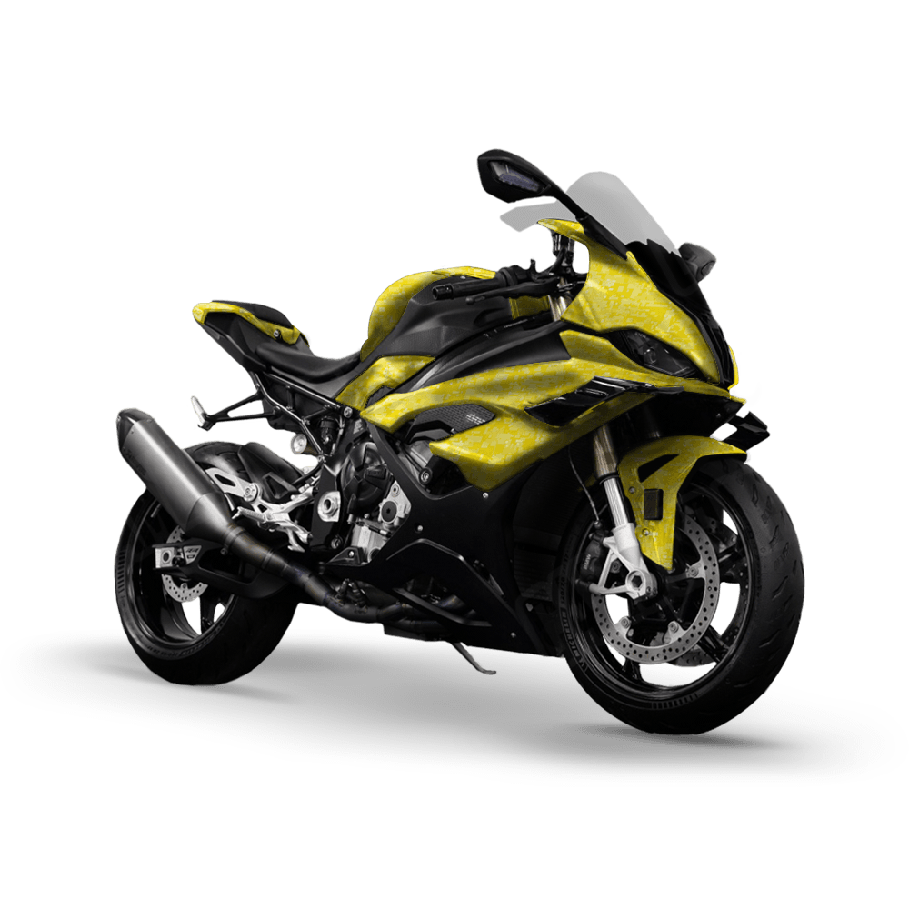 Digital Elite Yellow Camo Sports Bike Vinyl Wrap
