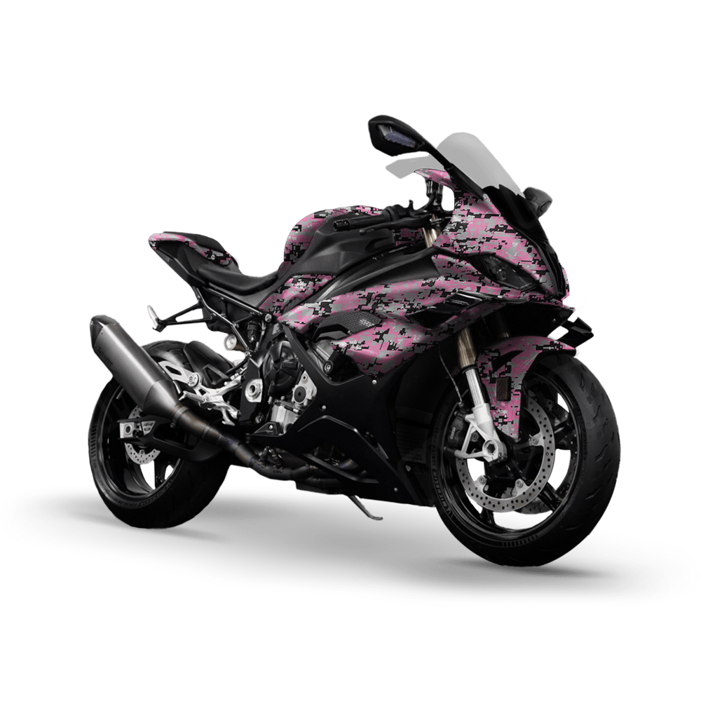 Digital Pink Tiger Camo Sports Bike Vinyl Wrap