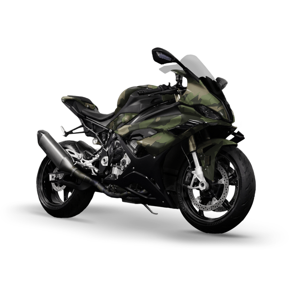 Erratic Army Green Camo Sports Bike Vinyl Wrap