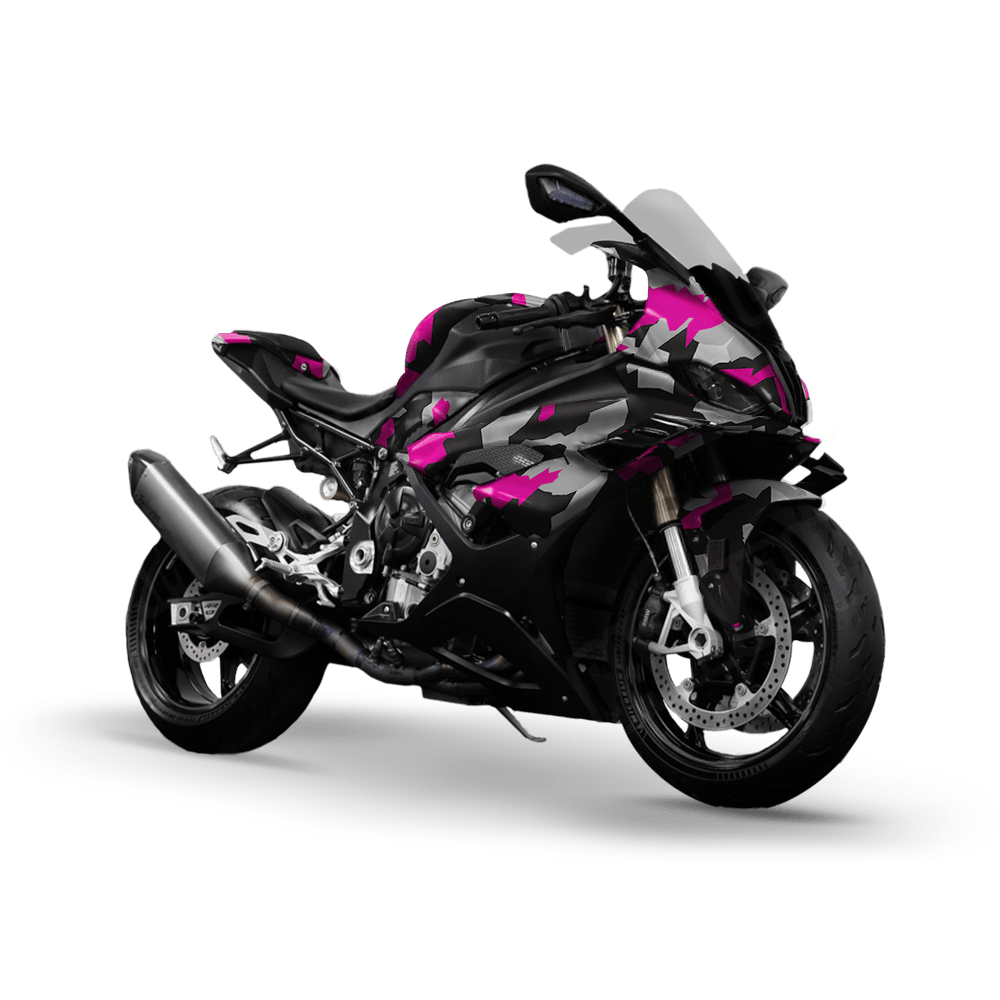 Erratic Magenta Tiger Camo Sports Bike Vinyl Wrap